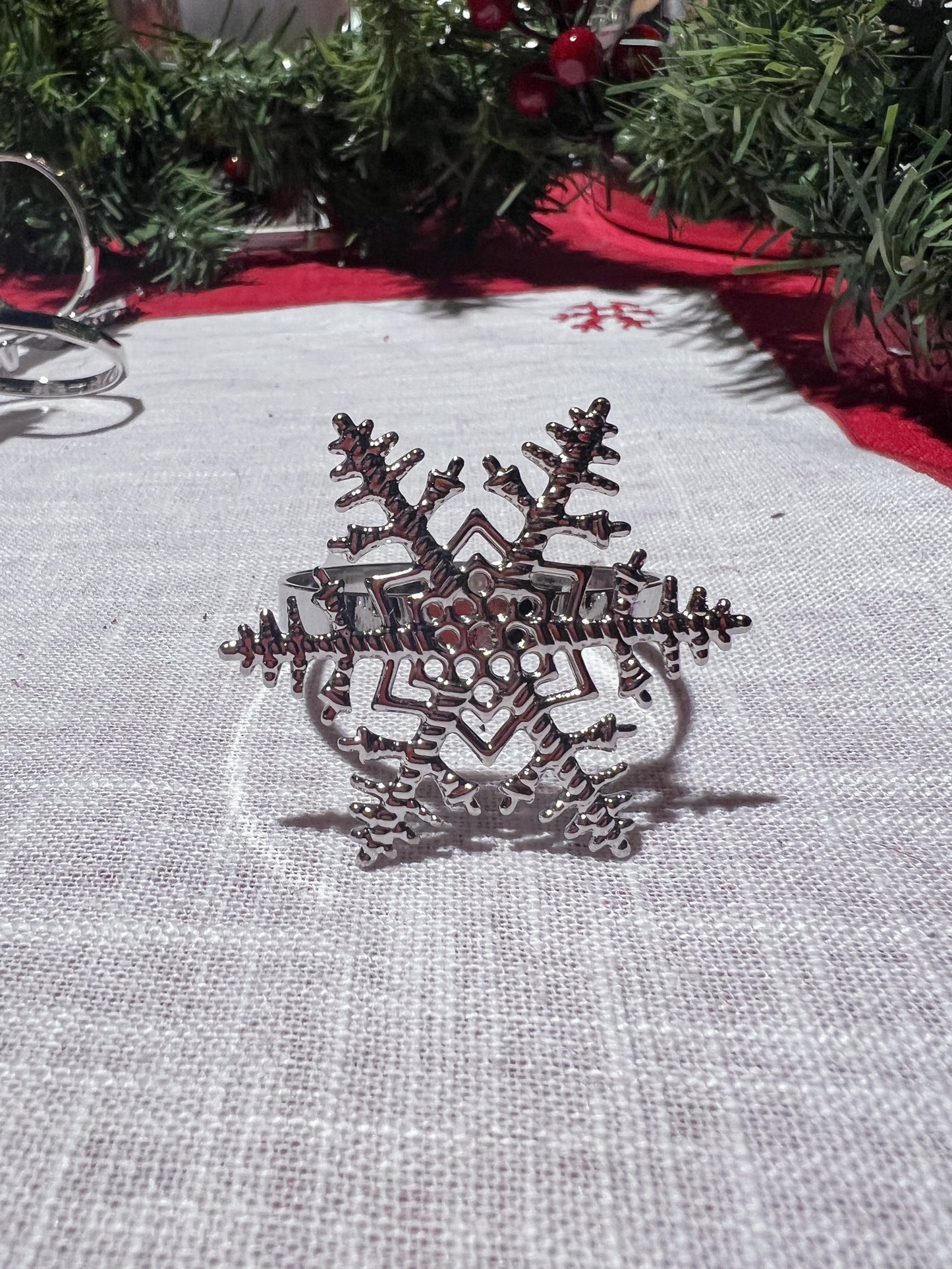 Portatovaglioli Fiocco di Neve argento Set 4pz
