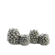 Set 4 portacandela pigna argento