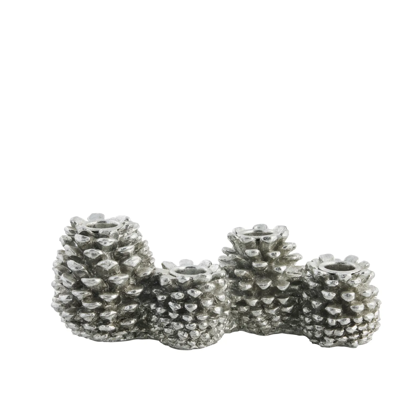 Set 4 portacandela pigna argento