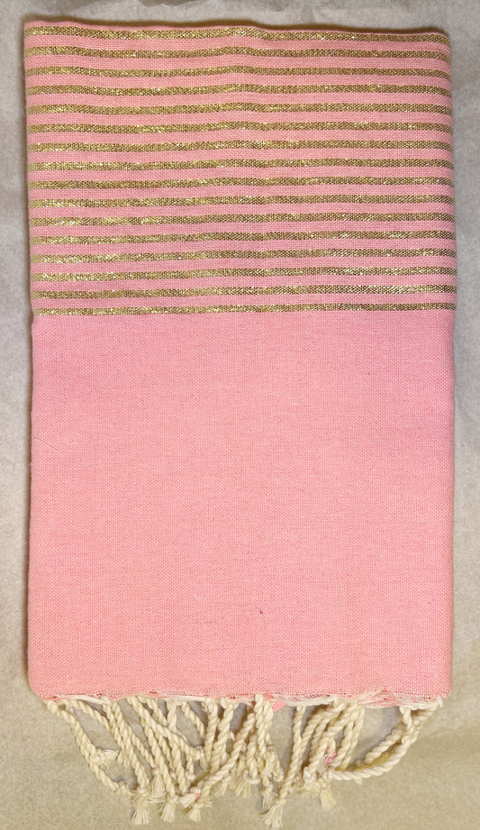 Telo Mare Fouta Lurex Rosa/Oro