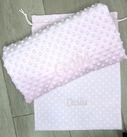 Coperta Rosa con tessuto Minky personalizzata - A.Bi.Ci. Lab