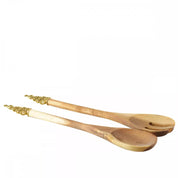 Coppia posate insalata legno acacia con Albero oro