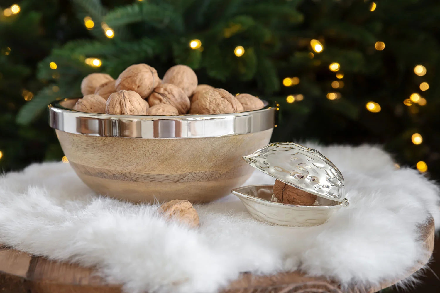 Schiaccianoci argentato a forma di Noce 12cm