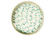 Vassoio tondo in giunco marino con mosaico in madreperla pesci blu