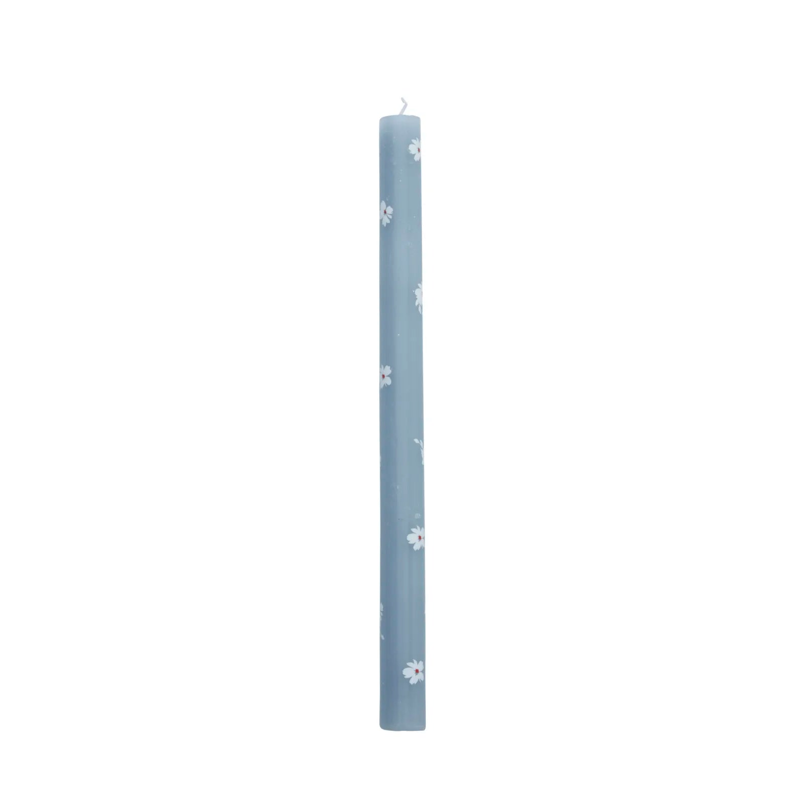 Candela a stelo azzurro polvere con fiorellini