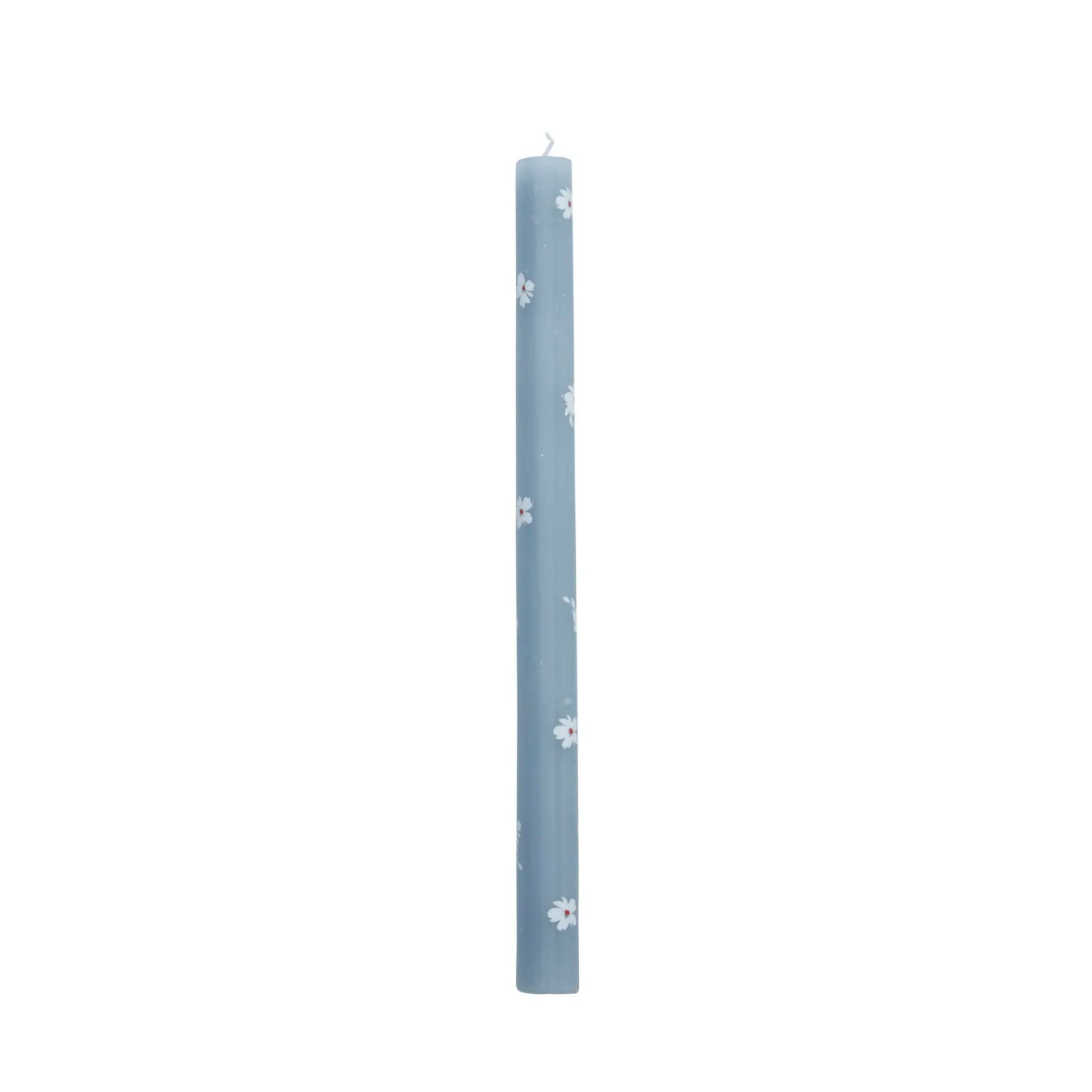 Candela a stelo azzurro polvere con fiorellini