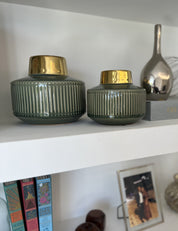 Vaso basso righe Verde e Oro - A.Bi.Ci. Lab