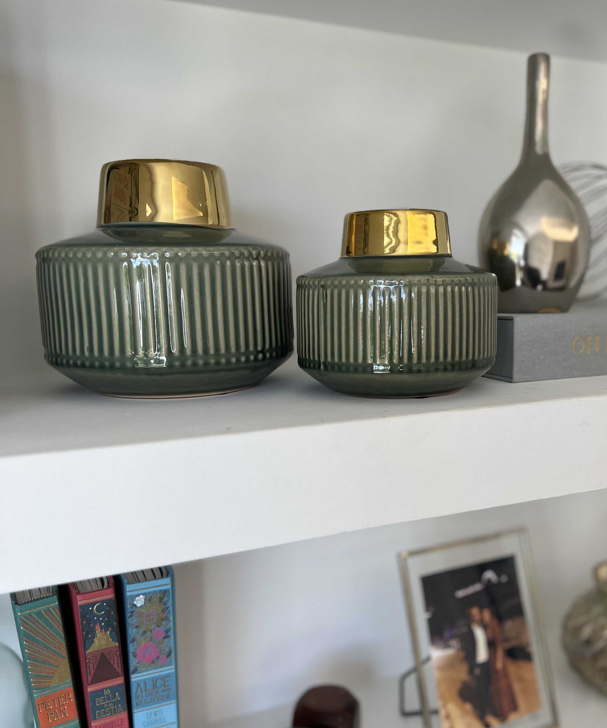 Vaso basso righe Verde e Oro - A.Bi.Ci. Lab