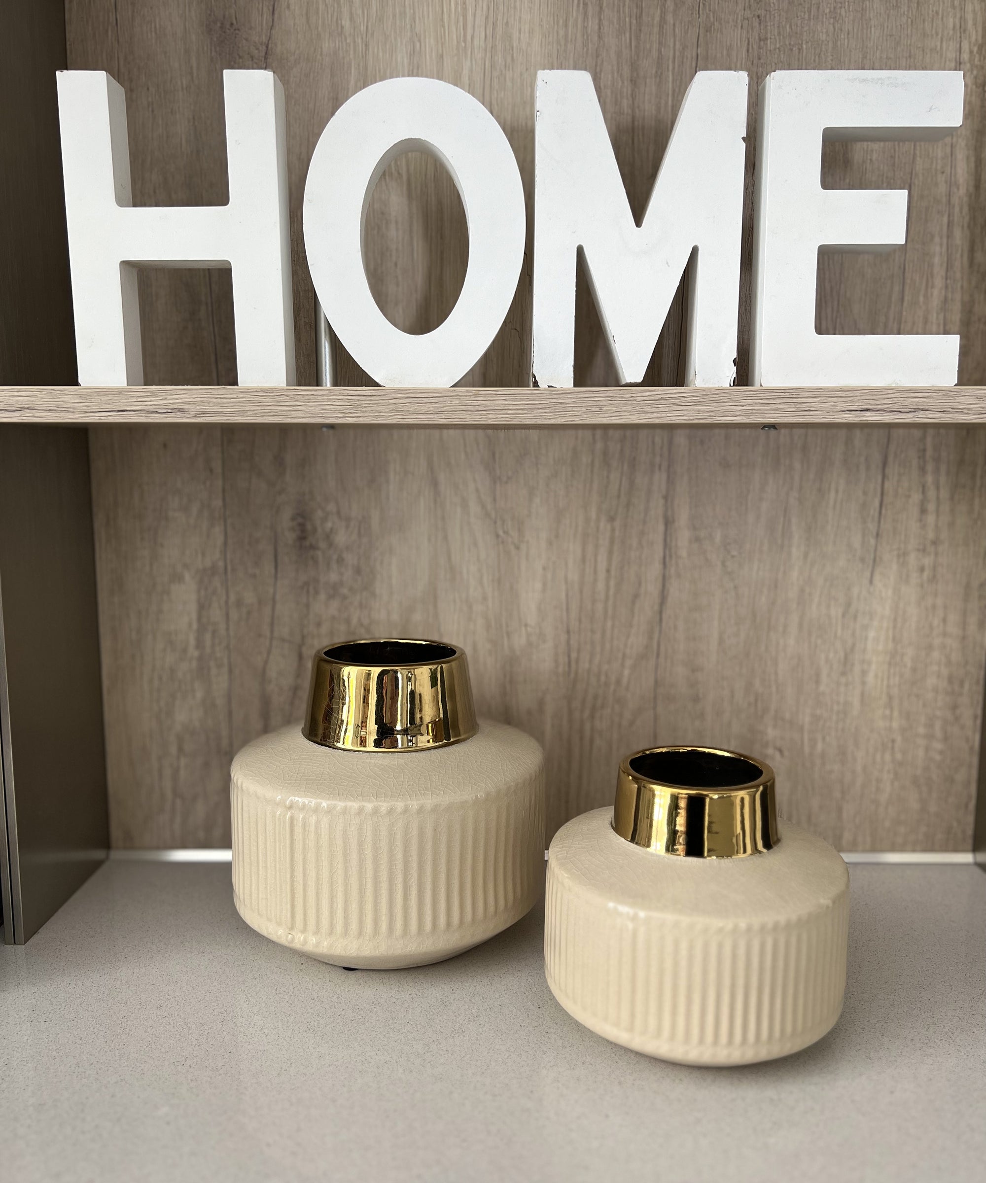 Vaso basso righe Bianco e Oro - A.Bi.Ci. Lab