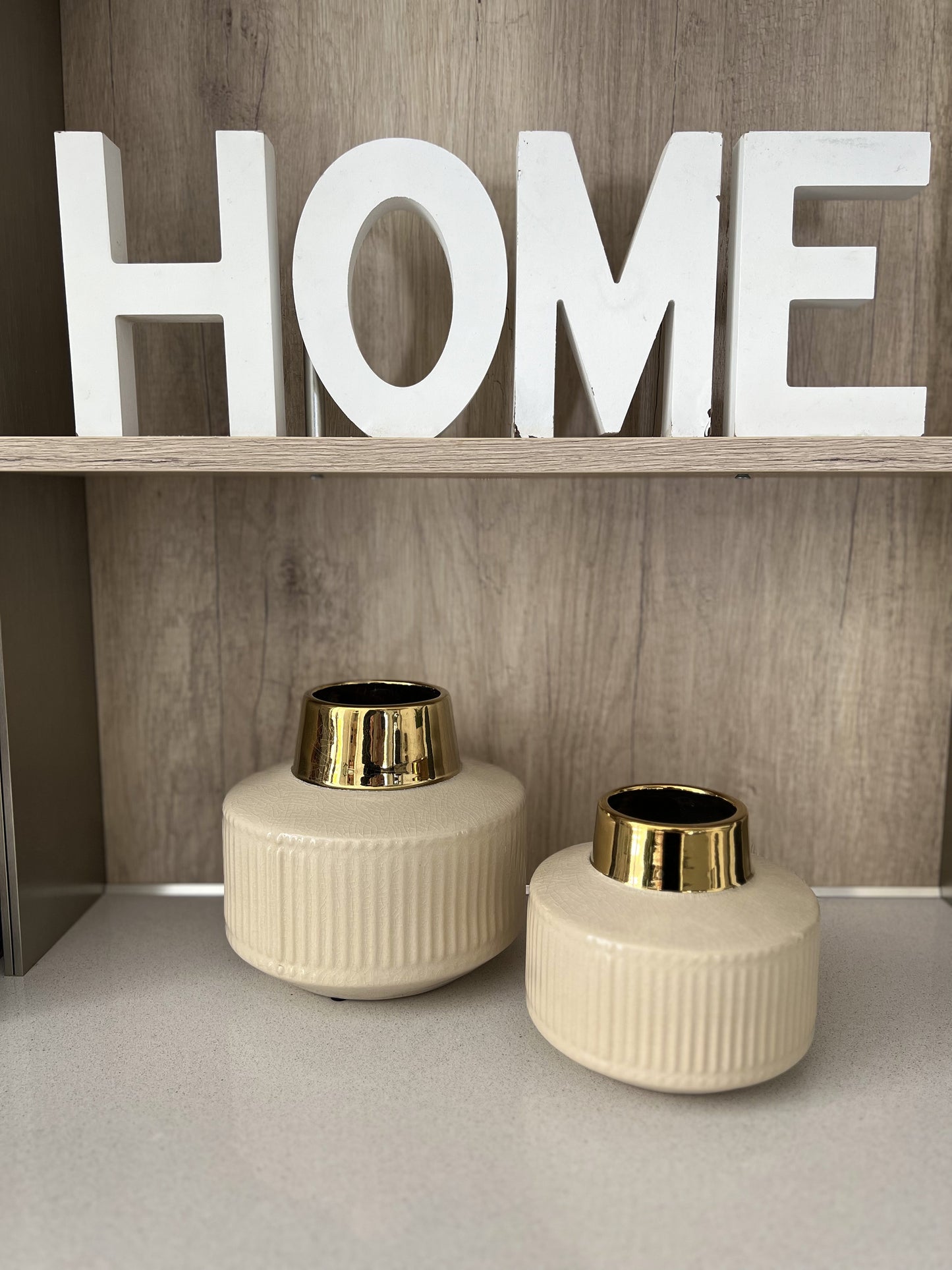 Vaso basso righe Bianco e Oro - A.Bi.Ci. Lab