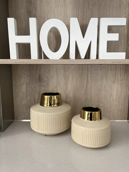 Vaso basso righe Bianco e Oro - A.Bi.Ci. Lab