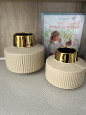Vaso basso piccolo righe Bianco e Oro - A.Bi.Ci. Lab